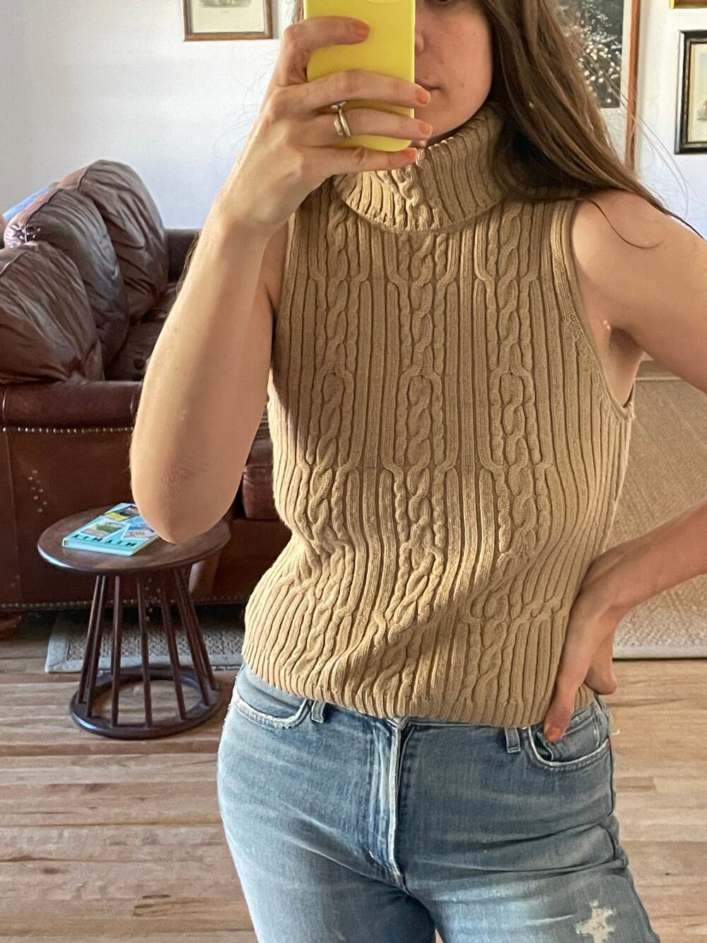 Merino Wool Cable Knit Sleeveless Sweater